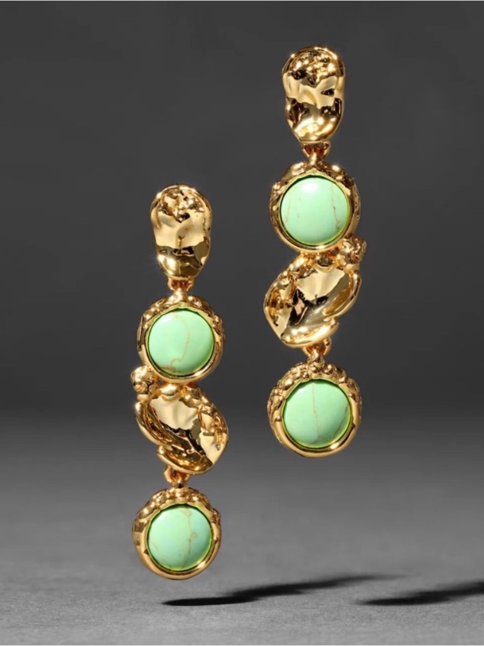 Alexis Bittar Gold-Tone Drop Earrings with Mint Green Stones